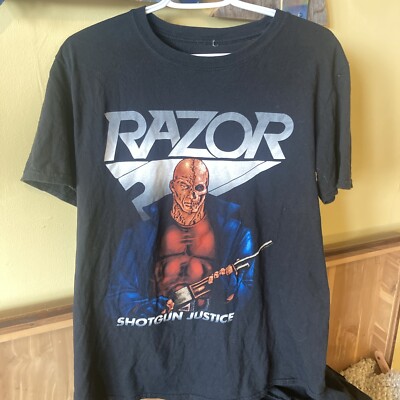 RAZOR Shotgun Justice t-shirt band merch LARGE Candian Thrash