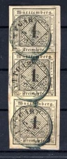 Württemberg 1A Per Three Gest. Luxury Letter Piece 390EUR (CA2658)