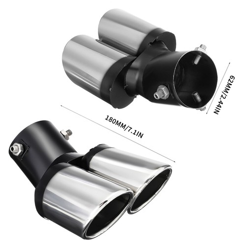 Dual Outlet Car Auto Exhaust Tip Slant Cut Stainless Steel Muffler Tail Pipe New - Picture 6 of 6