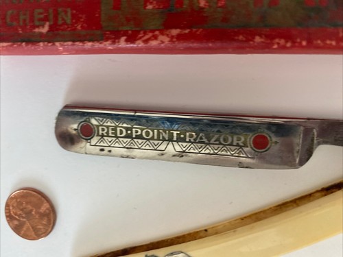 De colección Fermarud Punta Roja Anton Wingen JB Alemania 684 Navaja Recta Hoja Grabada B - Imagen 8 de 17