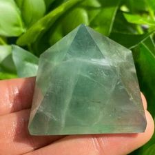 1PC Natural fluorite Quartz Pyramid Carved Crystal Point Reiki healing 40mm