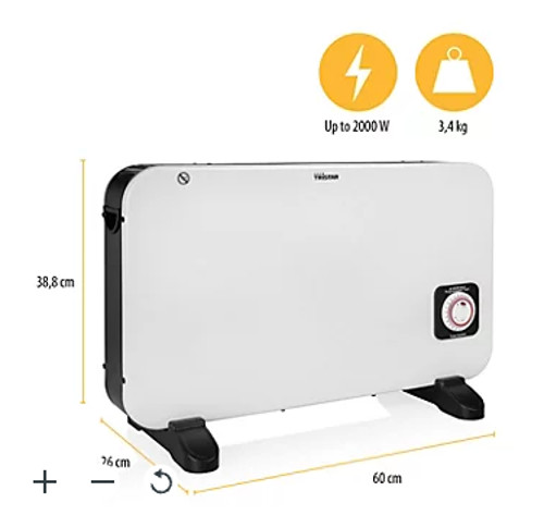 Tristar 2000W White Convector heater With timer function