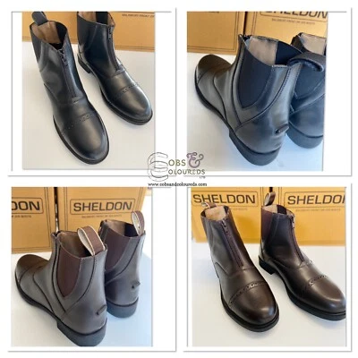 SHELDON DAMEN GEPOLSTERTE JODHPURSTIEFEL PADDOCK GRÖSSE 5, 6, 7 BRAUN SCHWARZ *VERSANDKOSTENFREI*