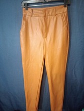 Windsor Cognac Faux Leather Pants Edgy Chic Night Out Statement Trousers Size S