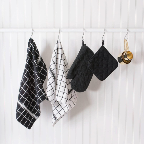 Basic Terry Collection Fensterscheiben-Geschirrtuch-Set, 12 x 12, schwarz, 6-teilig - Bild 8 von 12