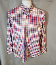 Peter Millar Button Down Shirt Men s Size Medium Blue Red Plaid Long Sleeve