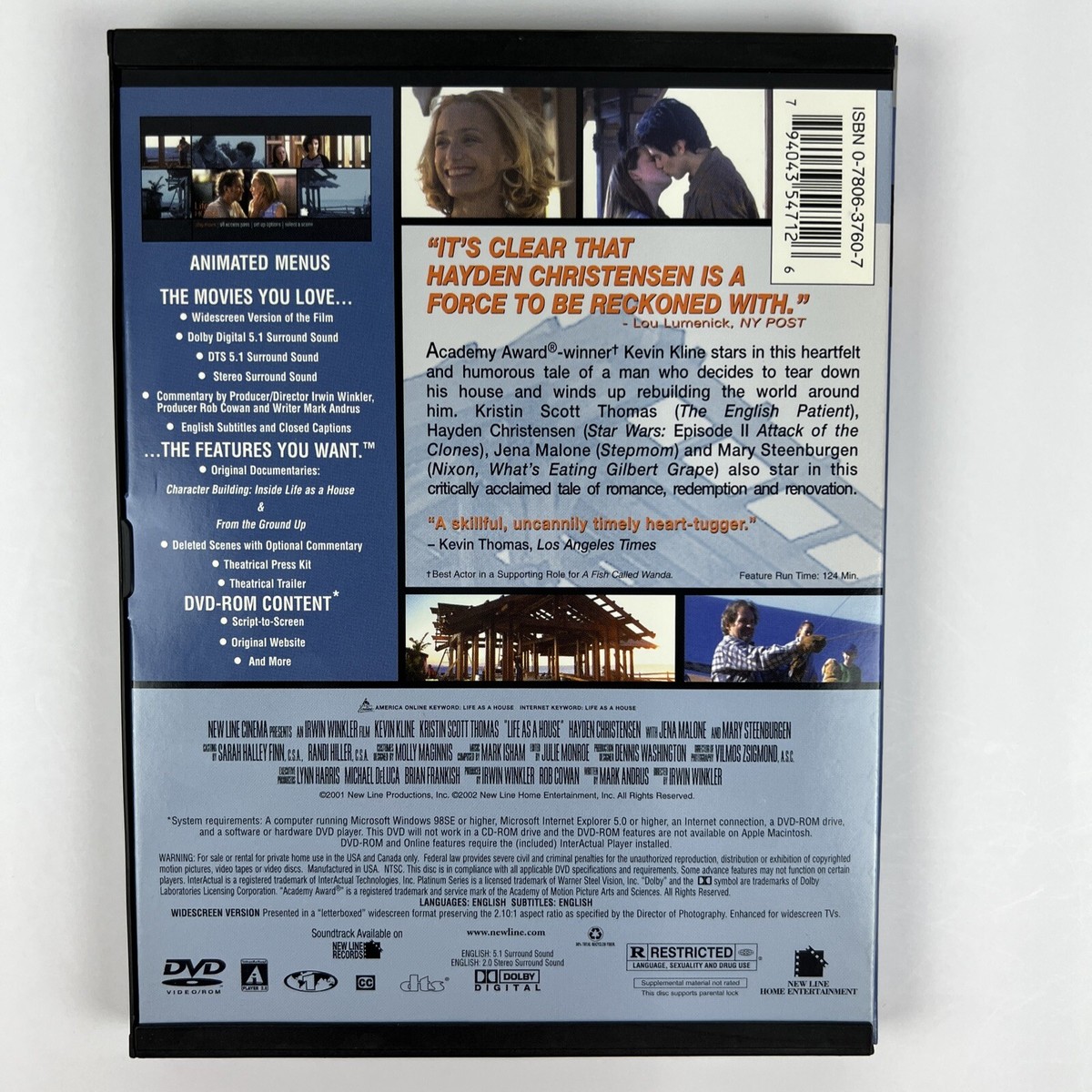 Life As A House Movie DVD 2002 New Line Platinum Series