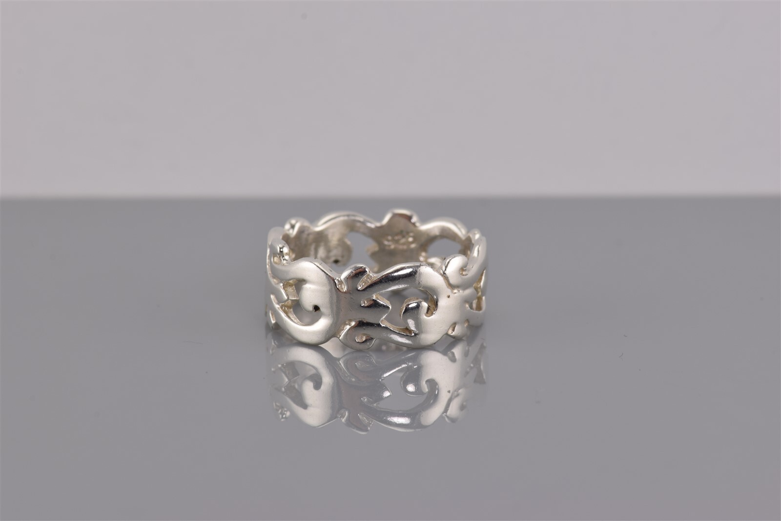 Sterling Silver Scroll Patterned Openwork Flat Si… - image 3