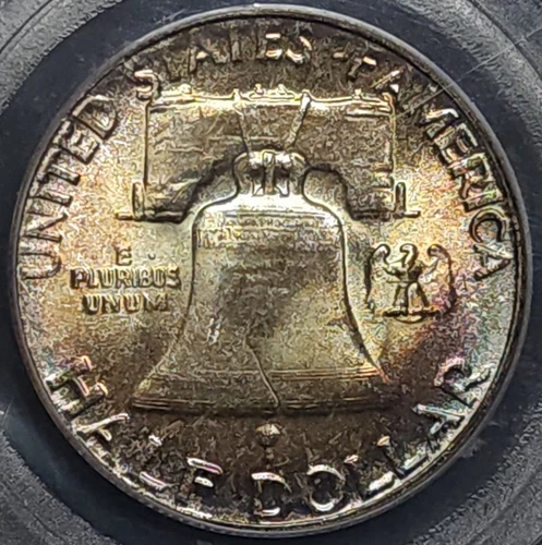 1954 Franklin Silver Half Dollar PCGS MS66 Fully Toned Gem! Nearly FBL