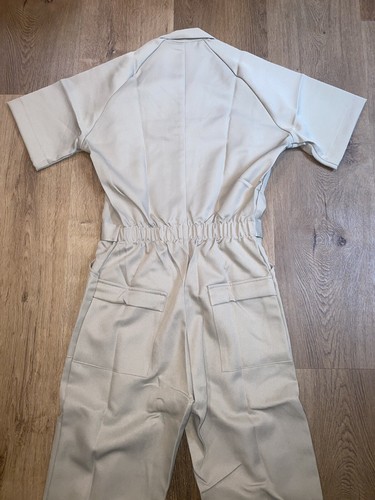 NEW Mens Jumpsuit One Piece Leisure suit Polyester Small Short Tan Vtg 60s 70s - Picture 19 of 19