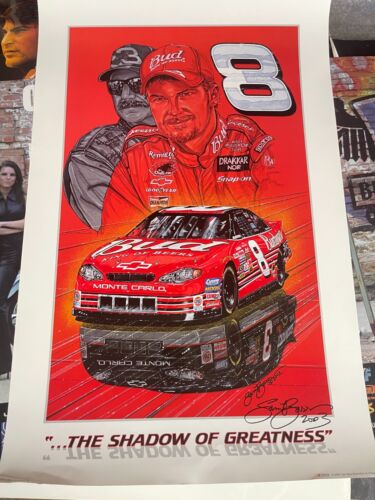 02 NASCAR Dale Earnhardt Sr. & Jr. THE SHADOW OF GREATNESS AUTOGRAPHED Sam Bass - Picture 1 of 3