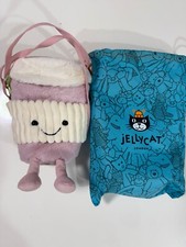 JELLYCAT Amusable Pink Coffee-To-Go Bag New