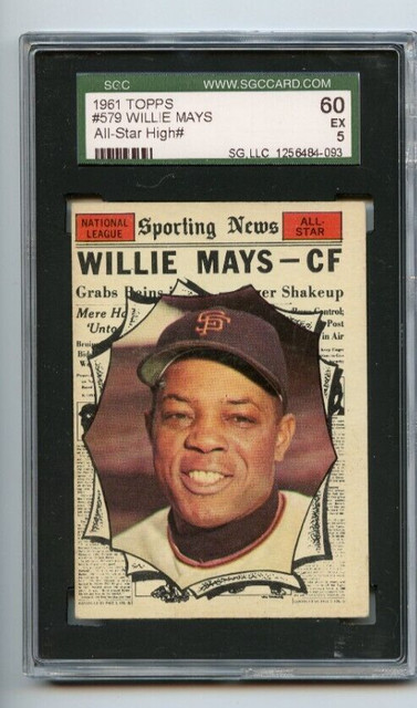 1961 Topps Willie Mays San Francisco Giants AS #579 🚀😳💥 SGC Graded 5