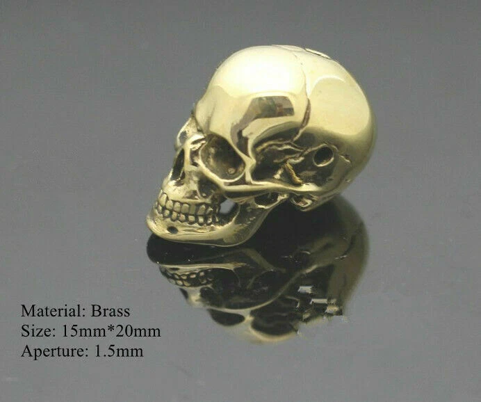 Cuchillo Paracord de latón con cuentas de calavera cordón cuentas oro accesorios hechos a mano 2 piezas Foto 2 de 4