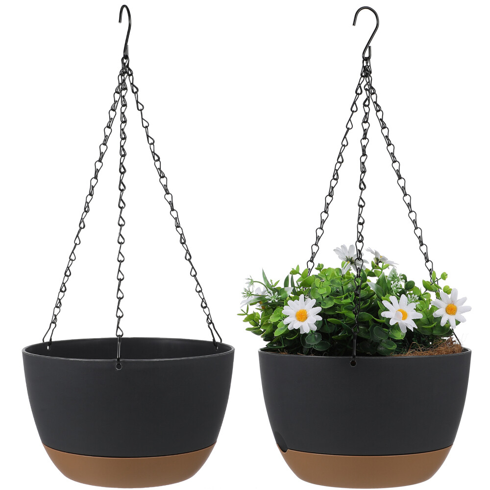 2 Set Hanging Basket Flower Pot Baskets for Plants Indoor Artificial Outdoor