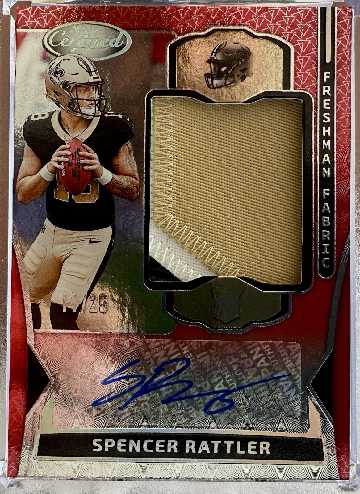 Spencer Rattler 2024 Certified Freshman Fabric RC Patch Auto RPA Red Etch /25