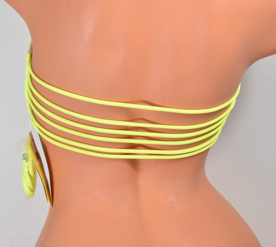 Top de bikini para mujer Rip Curl Mystic Tribe amarillo neón con tiras bandeau S nuevo con etiquetas Foto 3 de 4