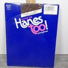 Vintage Hanes Too Control Top Pantyhose Gentlebrown Style 137 Sz AB 1986