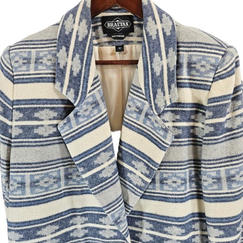 Cappotto giacca vintage BRAETAN misto lana azteca taglia M blu western Yellowstone - Foto 4 di 13