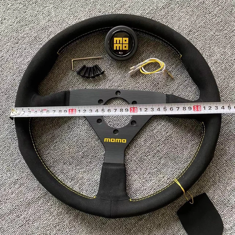 MOMO BLACK EDITION 350mm/14inch MOD07 Flat bracket Suede Steering Wheel - Image 2 of 4