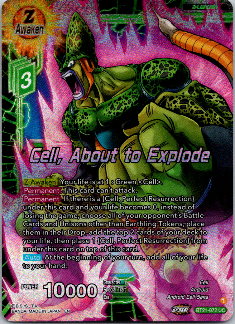 Cell, About to Explode BT21-072 Z-Leader Foil Dragon Ball Super