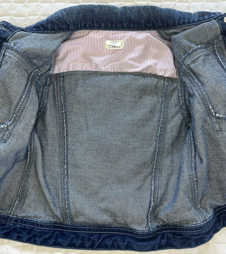 J Crew Crewcuts Girls Denim Jacket Trucker Blue Jewel Collar Cute Sz 6 Small - Picture 8 of 11