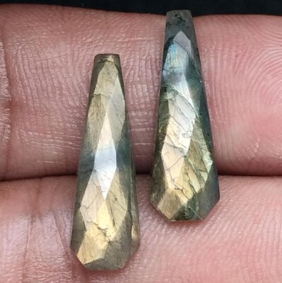 Pair of Natural Labradorite Gemstone Cabochons - Create Unique Jewelry Pieces