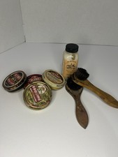 Vintage Lot Of Shoe Care Supplies Brushes KIWI Polish All With Product NICE