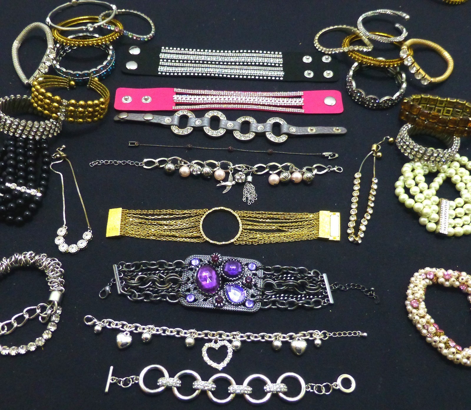 Large collection rhinestone bracelets vintage jew… - image 2