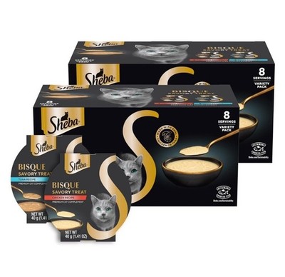 Sheba Bisque Cat Treats & Cat Food Toppers, Chicken and Tuna 8ct - 3 Boxes
