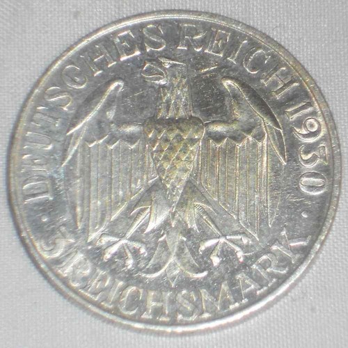 1930G Silver Coin Germany Weimar Republic 3 Reichsmark Graff Zeppelin World Flgt - Picture 3 of 3