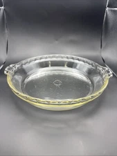 Vintage PYREX #229 Crimp Edge Clear Glass Deep Pie Dish 9.5" x 2" Made in USA