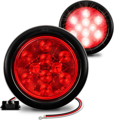 TRUE MODS 2Pc 4'' round Red 10 LED Trailer Tail Lights [DOT FMVSS 108] [SAE S2T2I