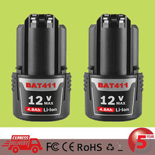 2X 12V 4.8Ah Lithium-ion Battery For Bosch BAT411 BAT412 BAT414 GSR GDR GSB GWI