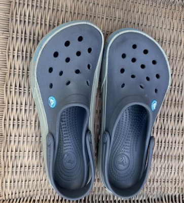 Classic CROCS Slate Gray With Blue Women's Size 7, Men's Size 5