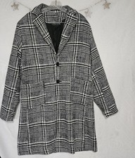 Men Medium Wool Blend Houndstooth Classic Long Coat Preppy Glen Plaid Streetwear
