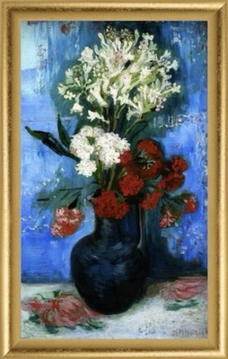 Vincent Van Gogh  Vase With Carnations Repro Canvas Painting Wall Art 14 x25 