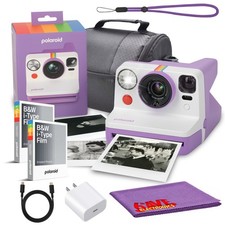 Polaroid Now Gen 3 Purple Instant Camera 16 B W Film Bag Bundle