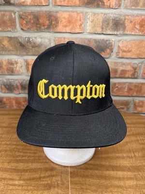 Compton Embroidered Gold Logo Black SnapBack Hat Kayo 24 Karats DGK