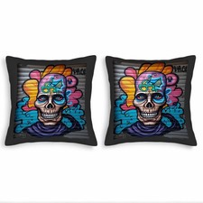 Vibrant Graffiti Throw Pillow Covers 18x18in Set of 2 - Colorful Urban Art