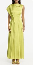New Acler Aroba Maxi Dress Crinkle Satin In Green Size 8 $550