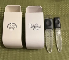 Pampered Chef Adjustable Measuring 1 Cup  & 2 Sliding TBSP Tsp Spoons Lot Of 4