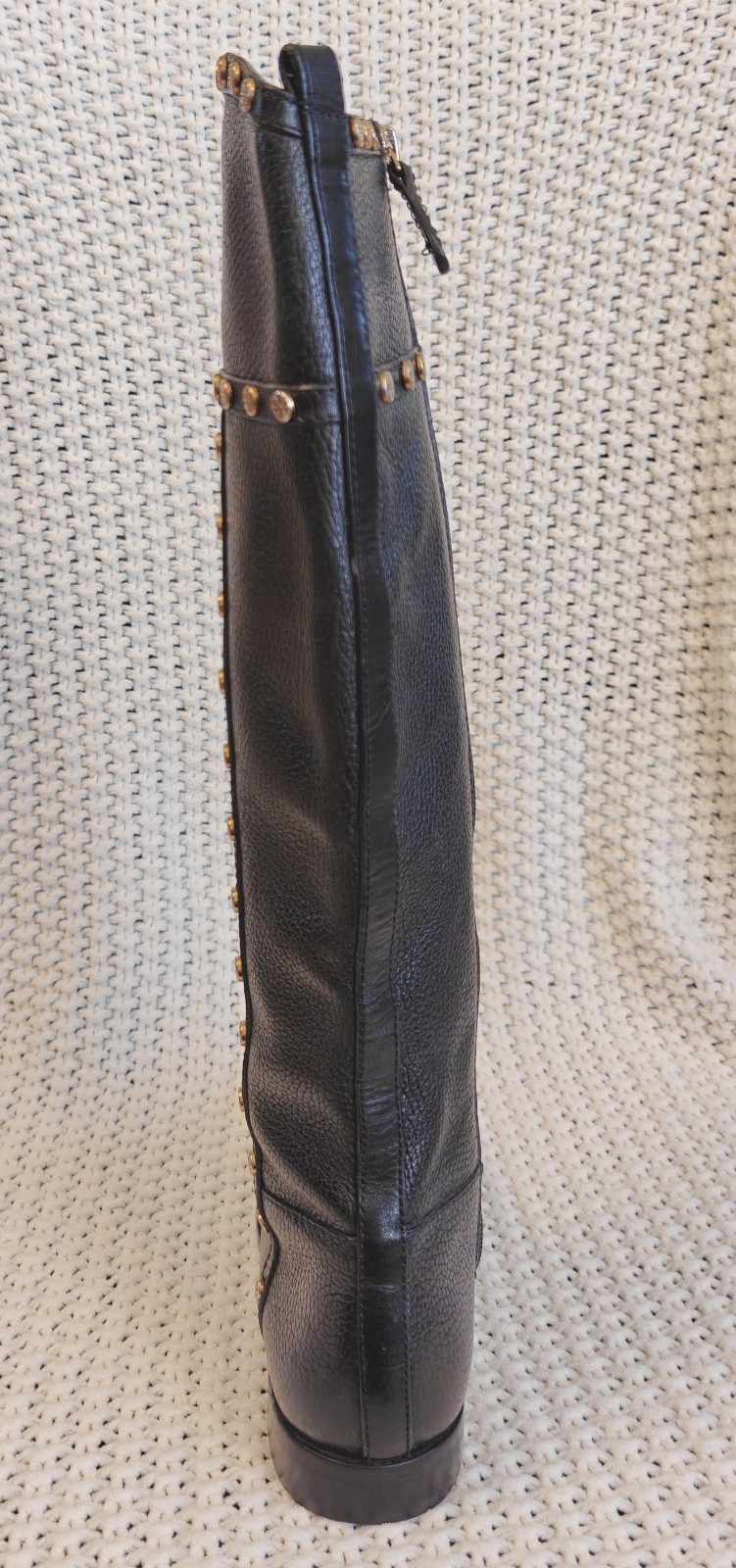 Tory Burch Women's Black Leather Studded Full Zip Knee High Riding Boots, Sz 5.5 thumbnail 8