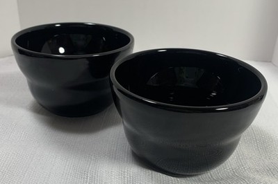 Black Bowls, Ceramic, Small Crate & barrel, Lot Of 2, Sake, Soup, Tea, Ramekin
