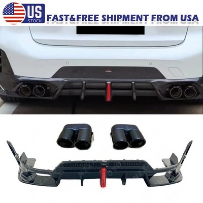 Black Rear Lower Diffuser W/ LED Light For BMW 3 Series G20 LCI 330i 2023-2024