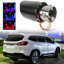 2.5"Inlet 3.5" Out Carbon Exhaust Tip Stainless Blue Led Light For Subaru Ascent