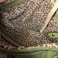 Women s Green Fringe Shoulder Bag Zip Closure...