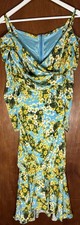 Dolce & Gabbana Silk Floral Bias-Cut Midi Dress Cowl Neck Draped Runway UK10