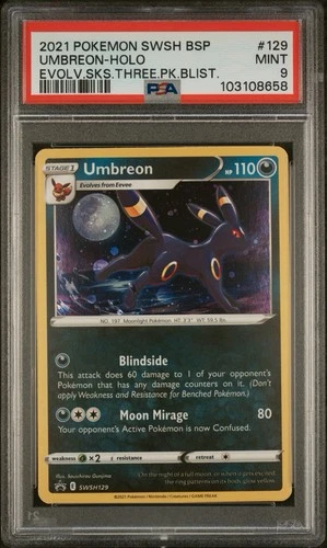 2021 POKEMON SWSH BLACK STAR PROMO #129 UMBREON-HOLO PSA 9