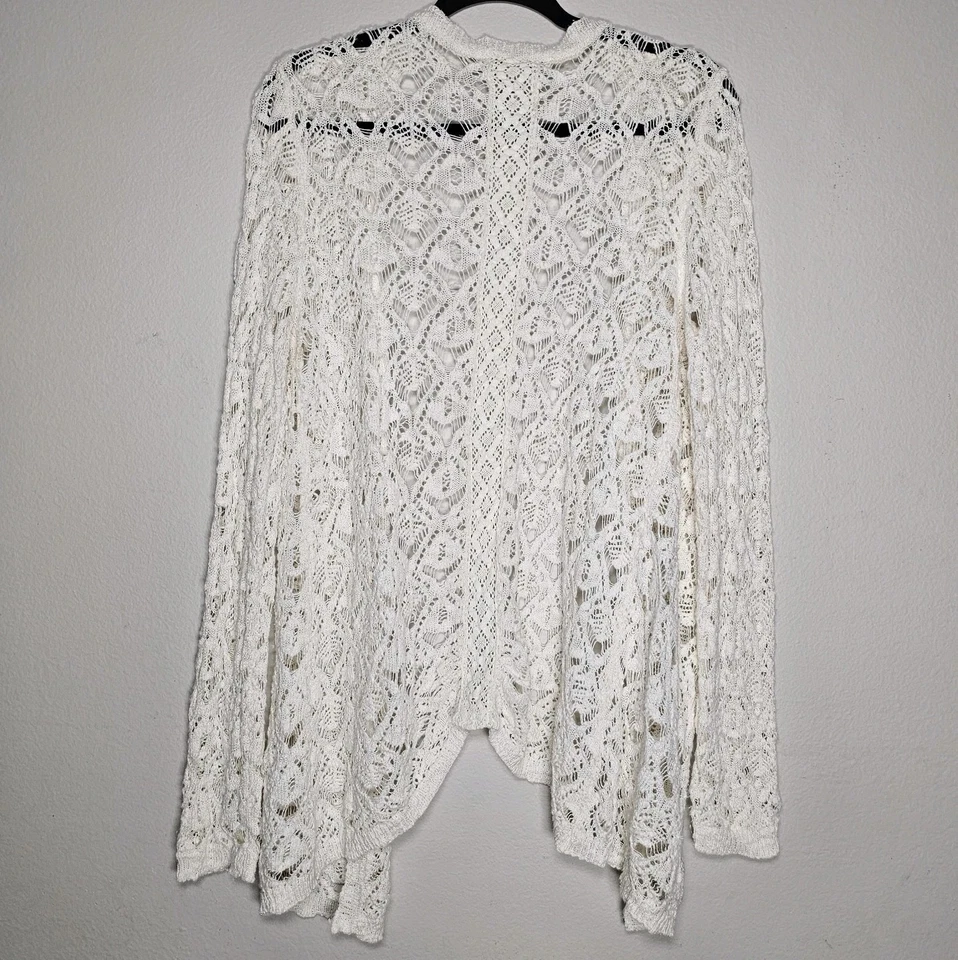 American Rag женщин XL богемное минималистский кардиган открытый вязаный Airy свитер кружева - Изображение 3 из 4